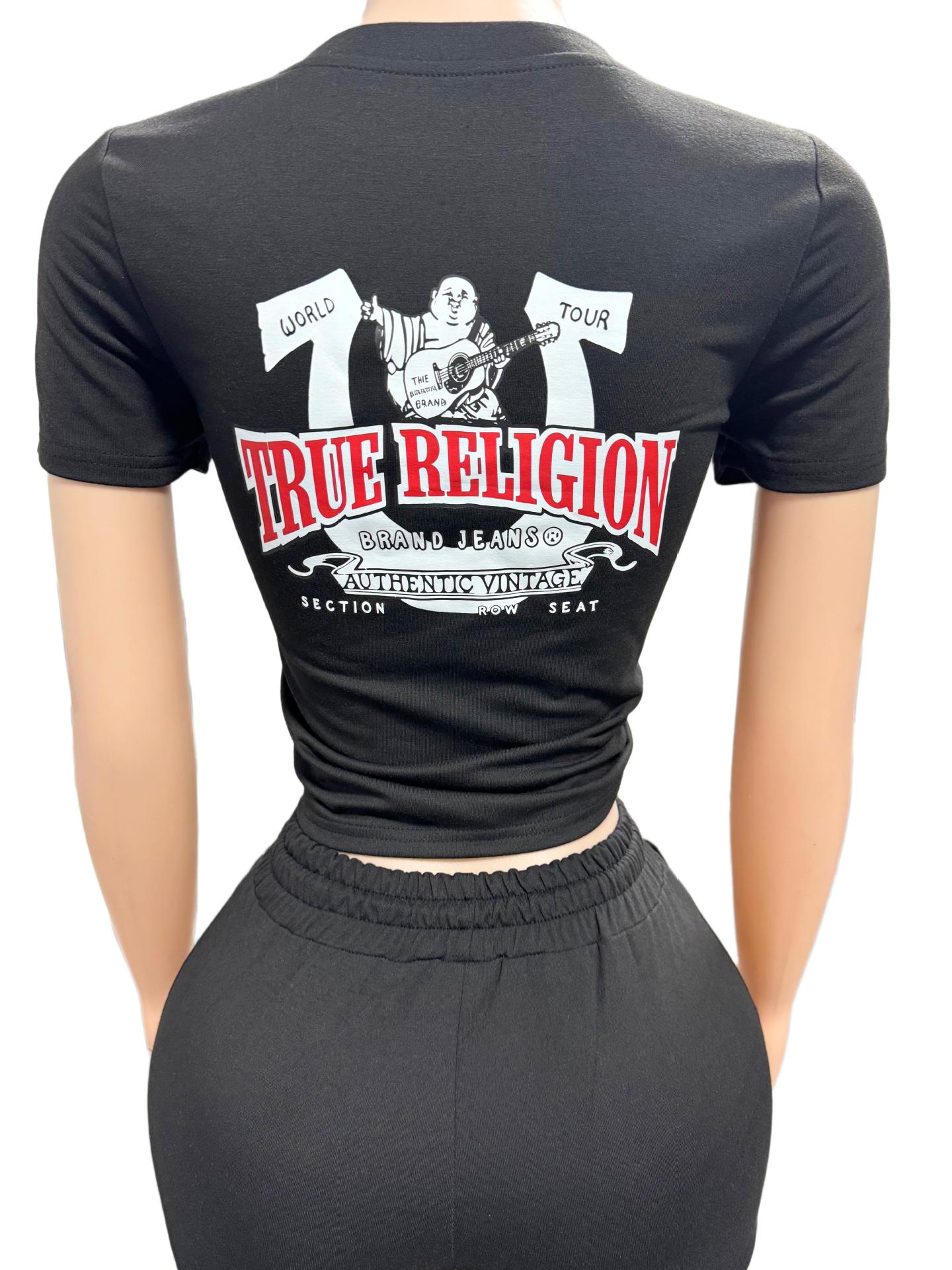 True Religion Horseshoe Graphic Print Tee Shorts 2 Piece Set