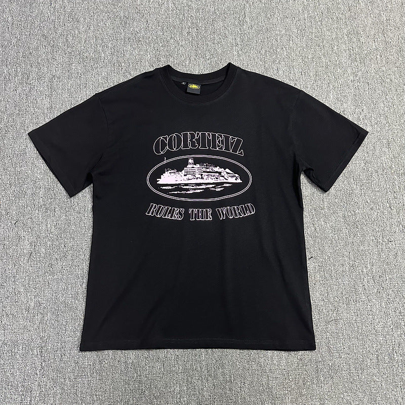 Corteiz Alcatraz Logo Letter Crew Neck Short Sleeve T‑Shirt Unisex