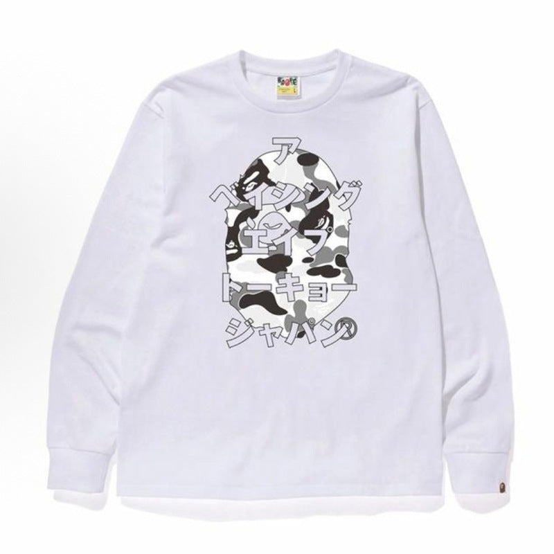 Bape Baby Milo Camo Ape Head Graphic Oversized Long Sleeve Tee Street