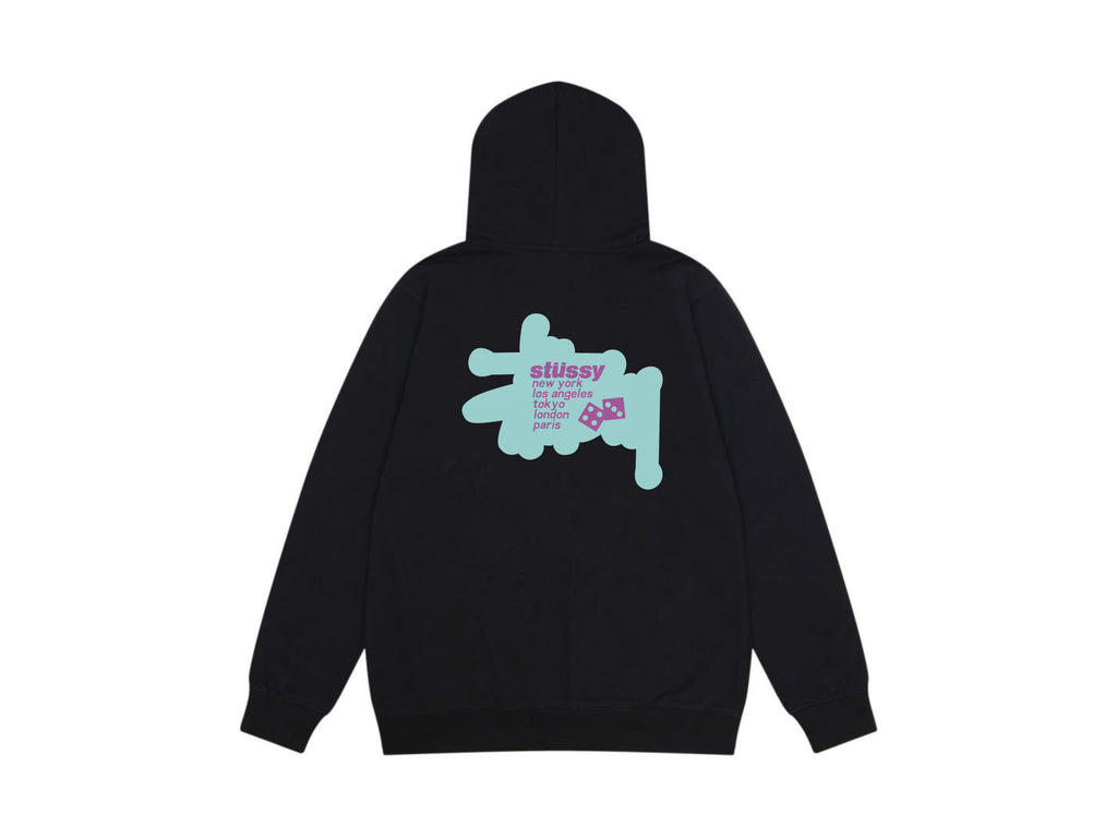 Stussy Zip Up Hoodie Multi Graphic Letter Print Streetwear Jacket