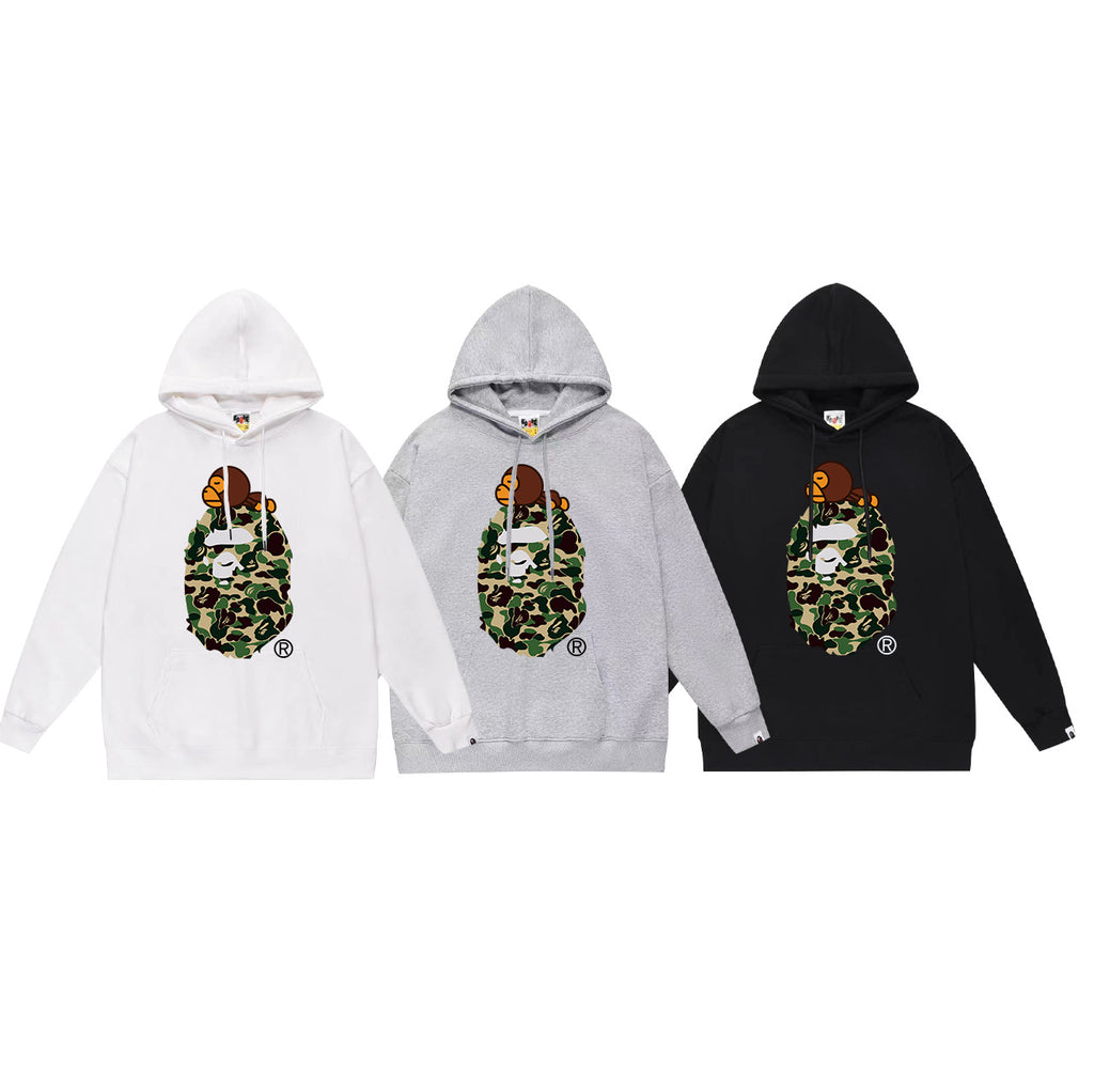 Bape Camo Ape Head Graphic Vintage Washed Oversized Hoodie Streetwear