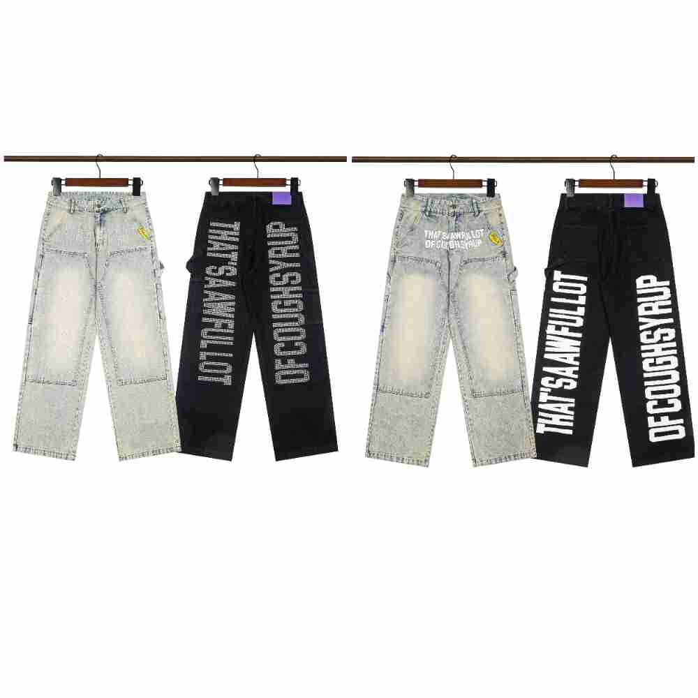 ALOCS Cough Syrup Rhinestone Work Jeans