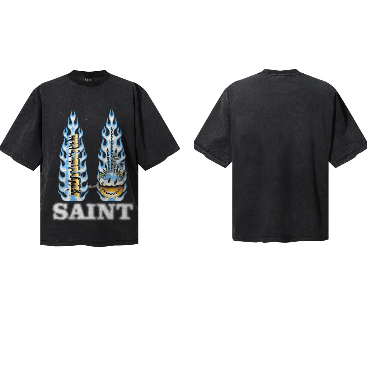 Saint Michael Vintage Washed Graphic Print Loose Streetwear T-Shirt