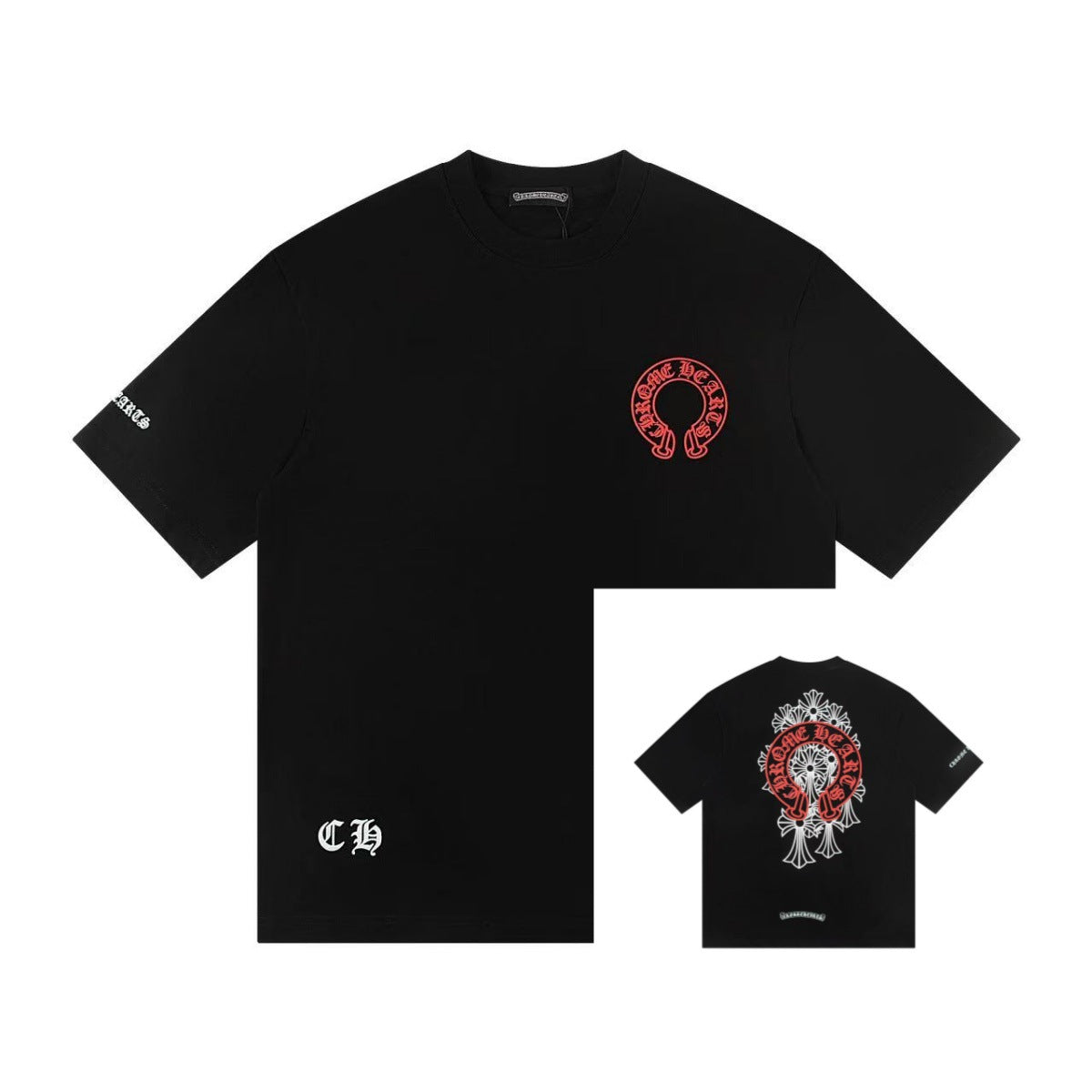 Chrome Hearts Color Sanskrit Cross Horseshoe Print Short Tee Unisex