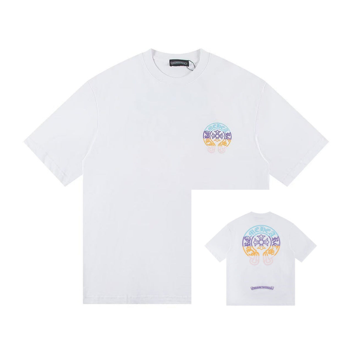 Chrome Hearts Color Sanskrit Cross Horseshoe Print Short Tee Unisex