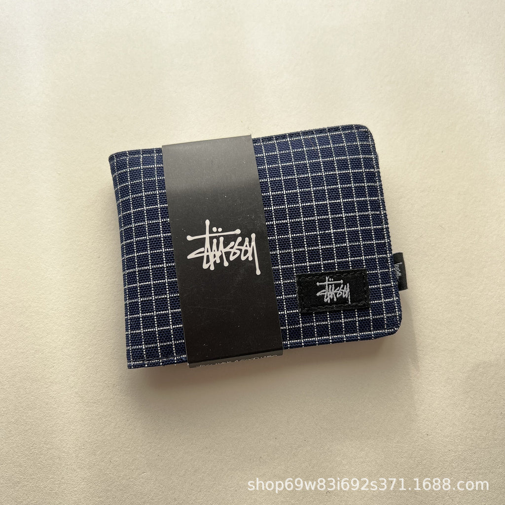 Stussy Canvas Bifold Wallet Multi Pattern Card Holder Coin Purse