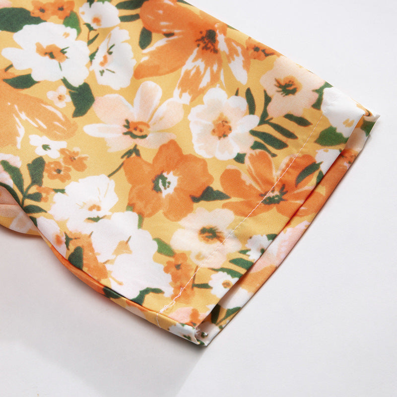 Couple Hawaiian Floral Set Loose 5 Inch Shorts T3664-T3699