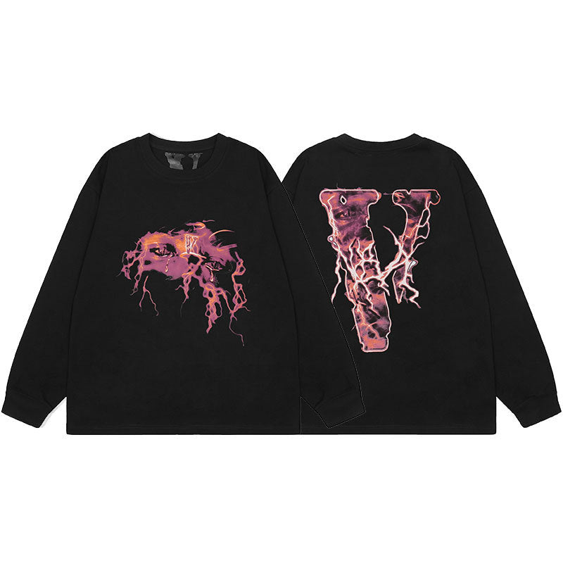 VLONE Big V Graphic Long Sleeve Tee Streetwear Cotton Oversized Shirt