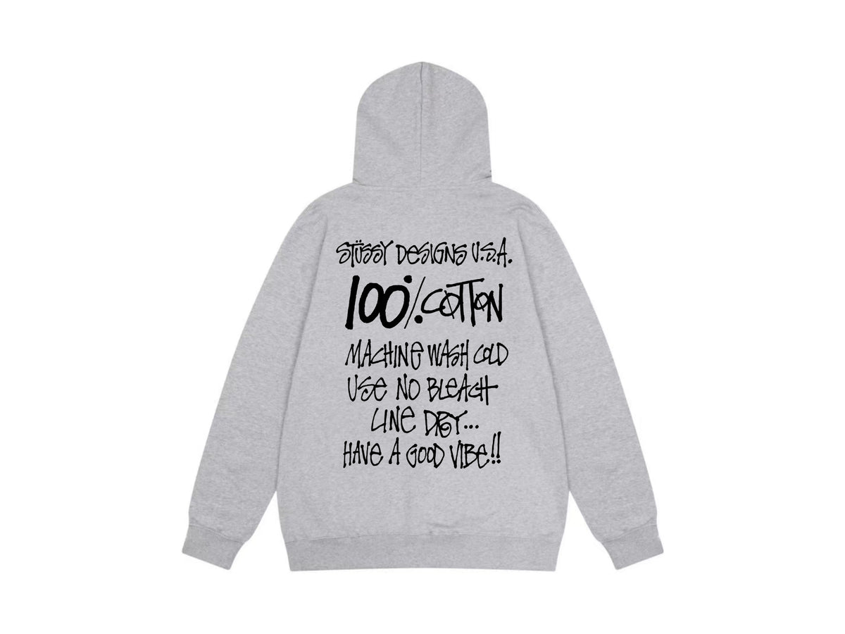 Stussy Zip Up Hoodie Multi Graphic Letter Print Streetwear Jacket