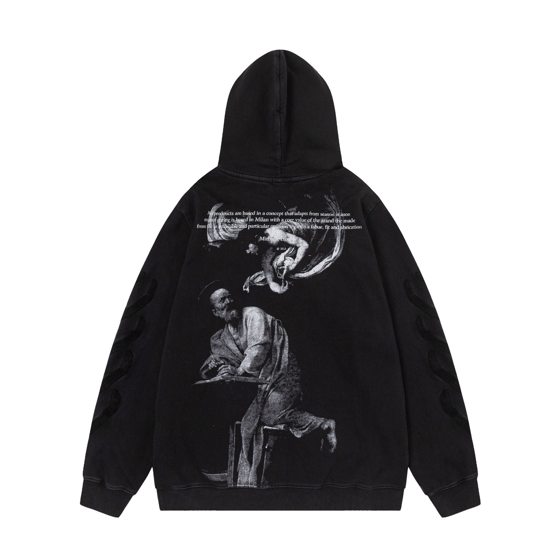 Off-White B&W Figure Painting Graphic Hoodie