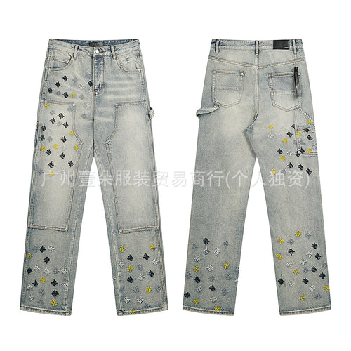 Amiri Blue Jeans Washed Distressed Straight‑Leg Loose Unisex