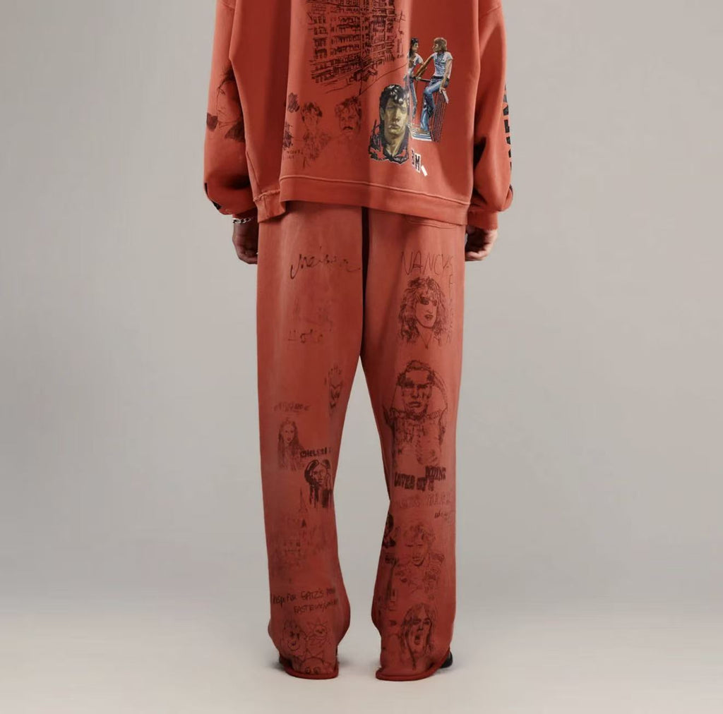 Paly Hollywood Vintage Washed Distressed Drawstring Sweatpants