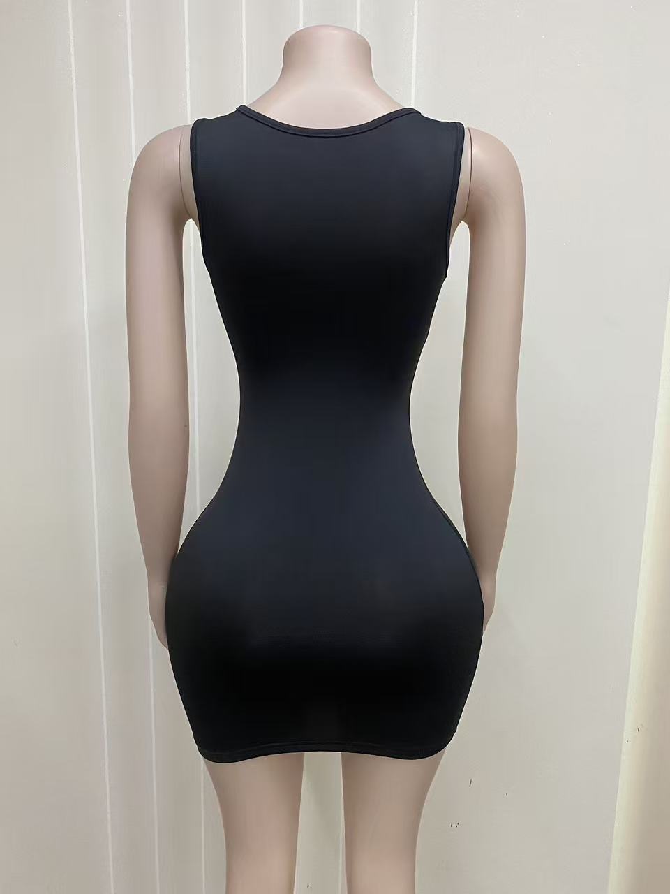 Graphic Metal Stud Tank Bodycon Mini Dress Women Punk Streetwear