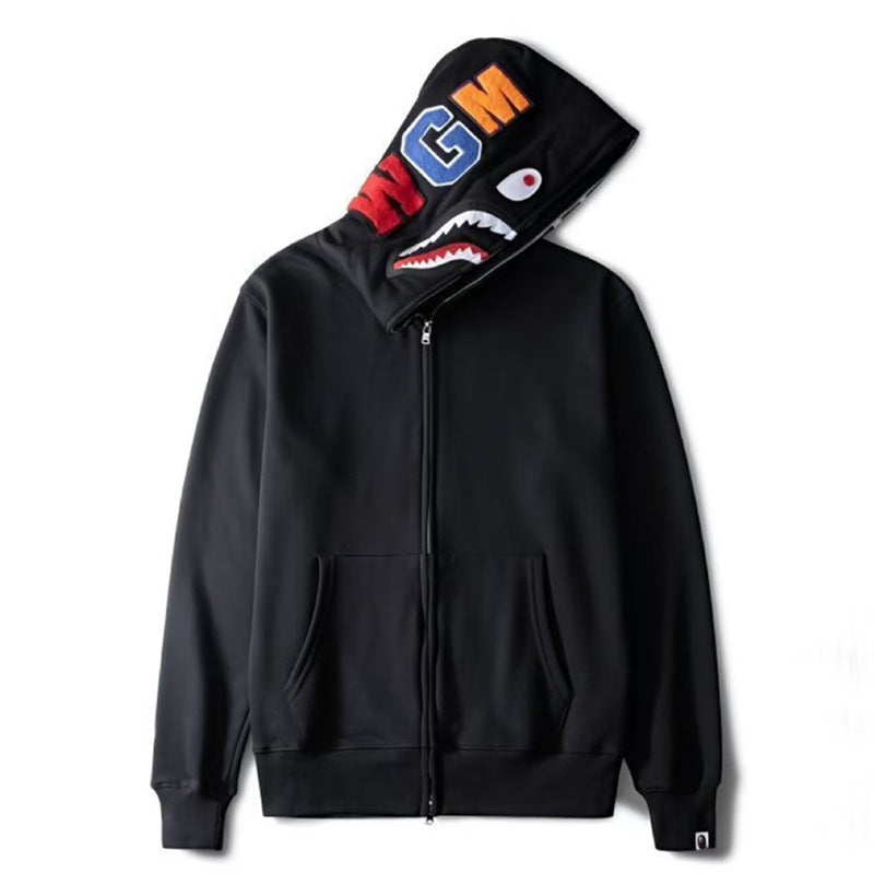 BAPE Shark Camo Print Full Zip Embroidery Streetwear Hoodie Unisex