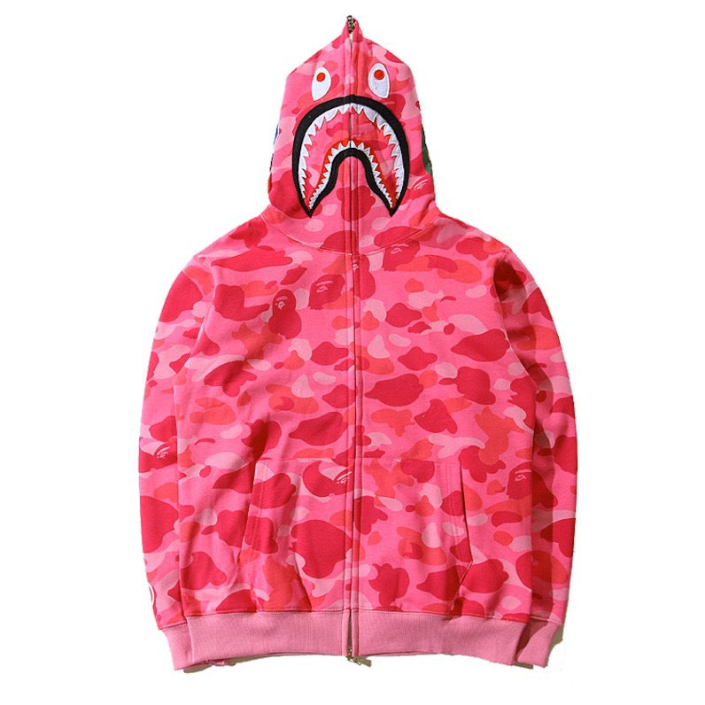 BAPE Shark Ape Head Camo Embroidered Zip Up Hoodie