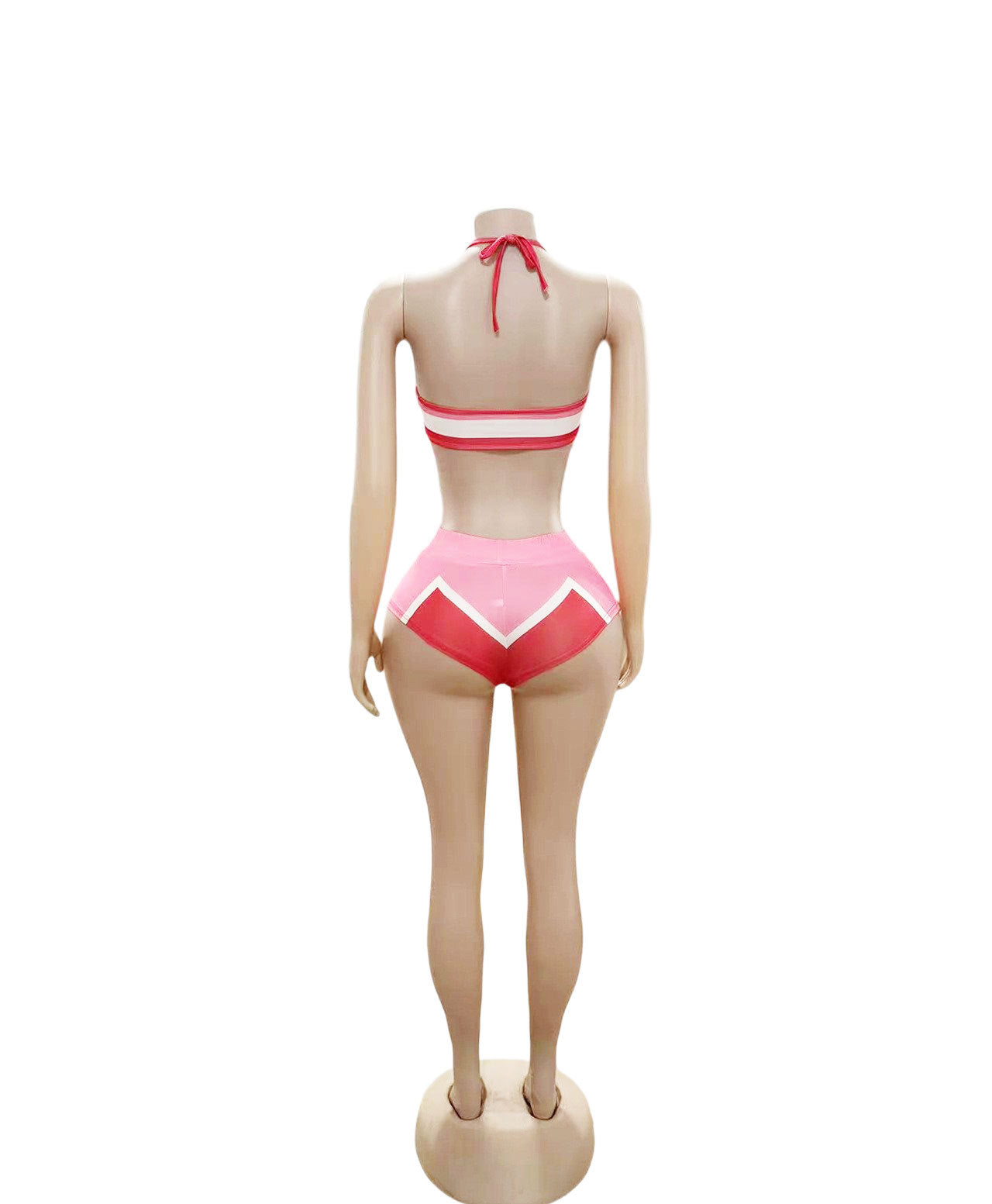 Y2K Color Block Zip Crop Jacket Bikini Short 3 Piece Set