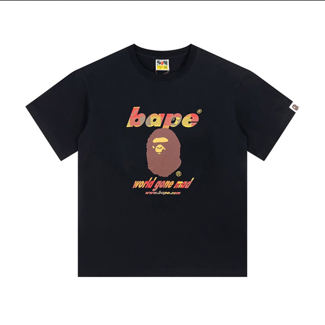 BAPE Classic Camo Ape Head Letter Print Loose Unisex Casual T-Shirt