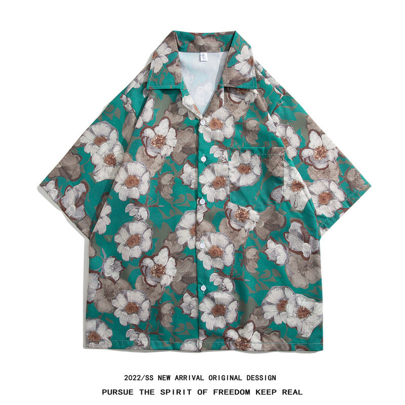 Mens Camp Collar Tropical Hawaiian Floral Short Sleeve Beach Shirt  South2101-2126