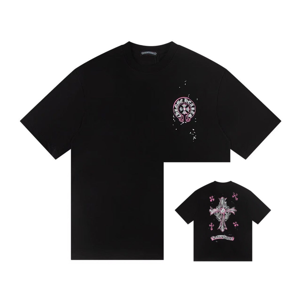 Chrome Hearts Color Sanskrit Cross Horseshoe Print Short Tee Unisex