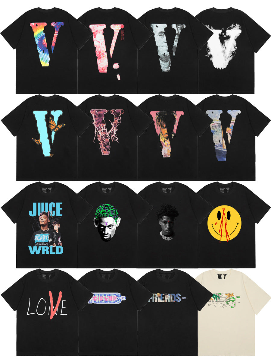 Vlone Big V Letter Graphic Short Sleeve Tee Streetwear Unisex
