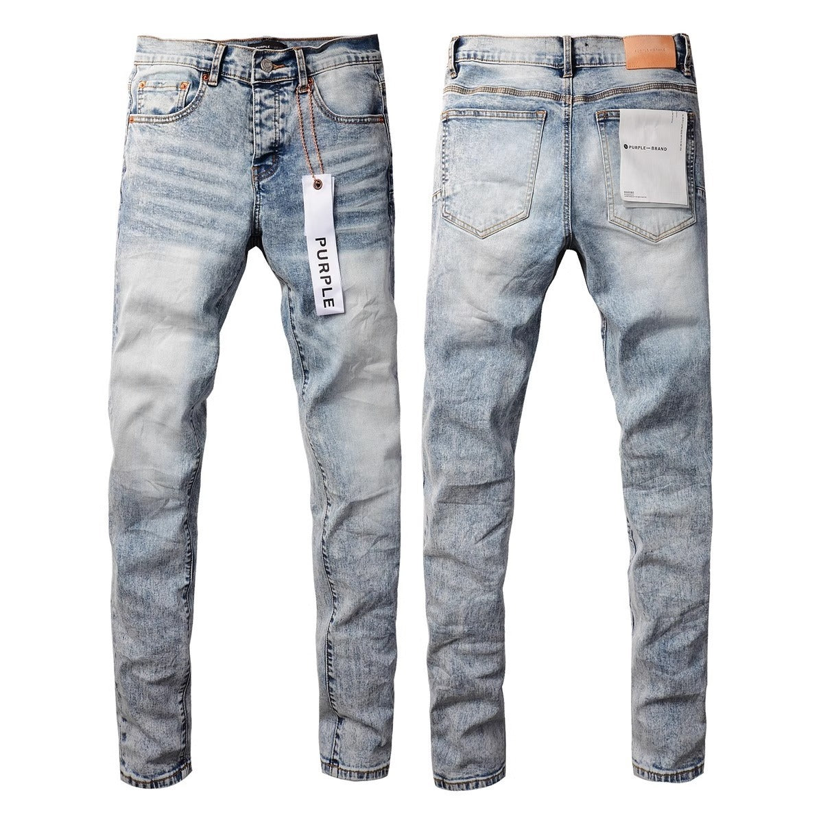 Purple Brand Men Stretch Skinny Ripped Printed Embroidered Denim Jeans