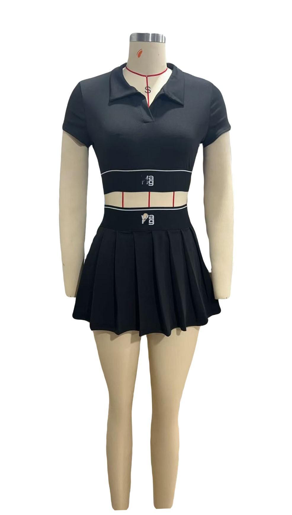 Alexander Wang Cheerleader Polo Crop Top Pleated Mini Skirt 2 Piece Set