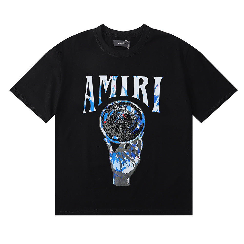 Amiri Rose Skull Letter Graphic Short Sleeve Tee Streetwear Unisex