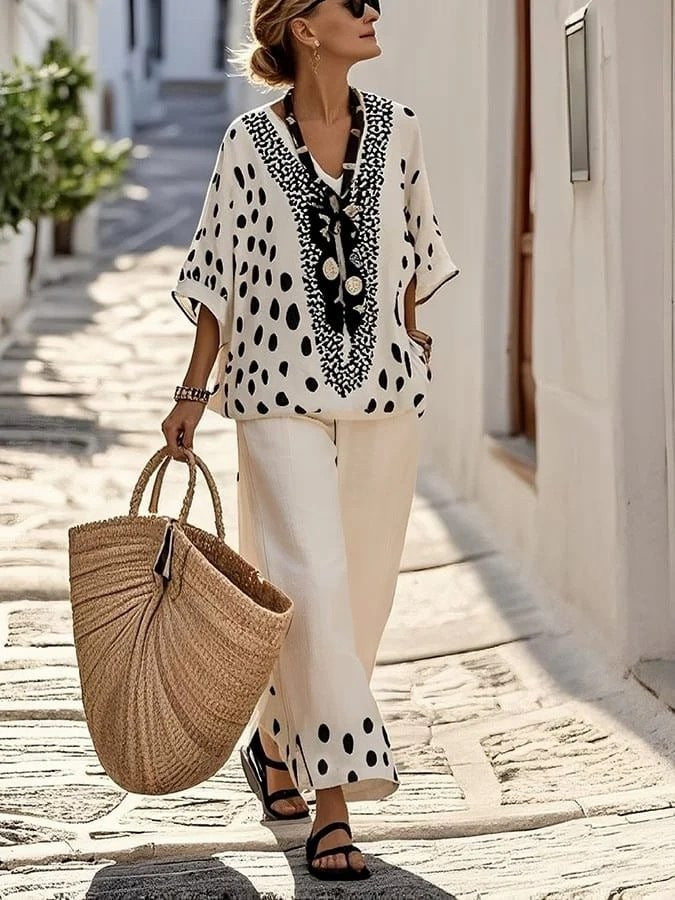 Women Boho Striped Plus Size Loose Kaftan Beach Set