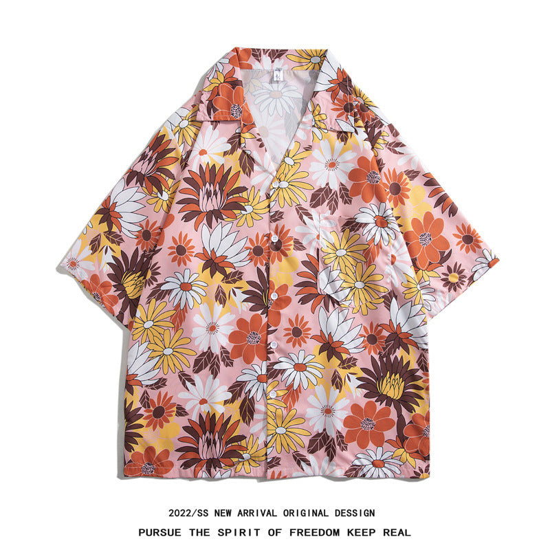Mens Camp Collar Tropical Hawaiian Floral Short Sleeve Beach Shirt  South2101-2126