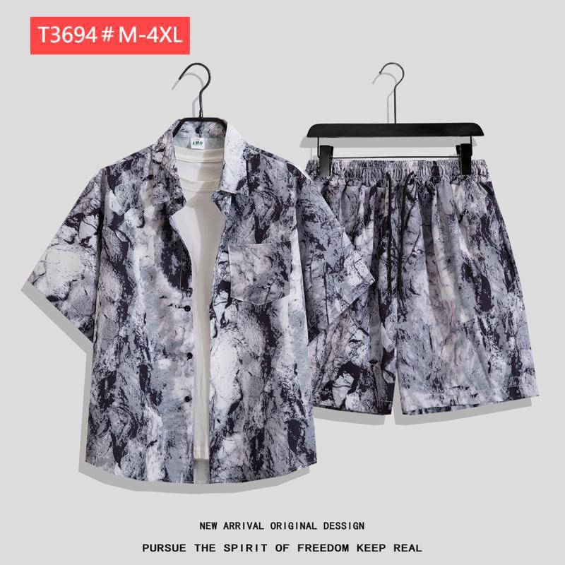 Couple Hawaiian Floral Set Loose 5 Inch Shorts T3664-T3699
