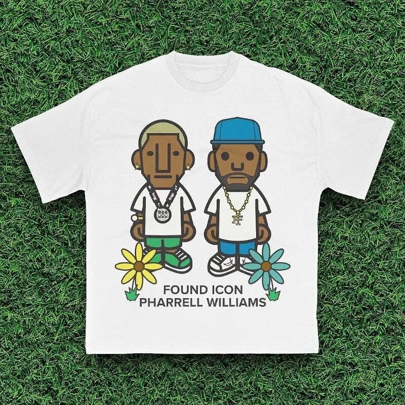 Y2K Vintage Cartoon Grafik Unisex Oversized Streetwear Baumwoll-T-Shirt