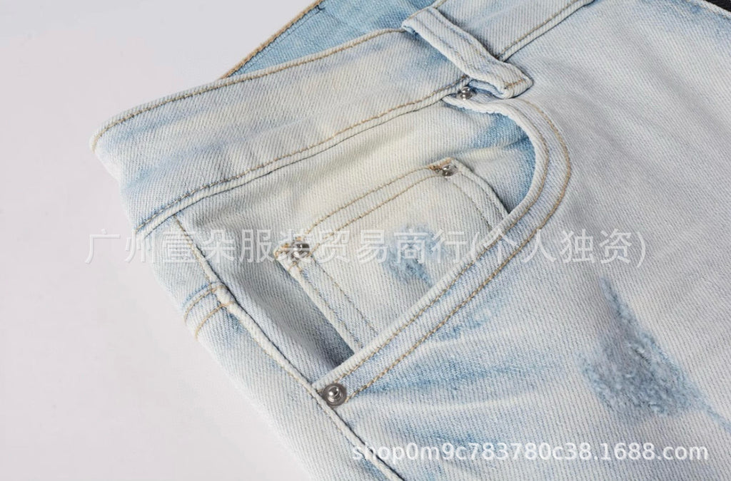 Amiri Letter Embroidery Washed Slim Tapered Denim Jeans Unisex