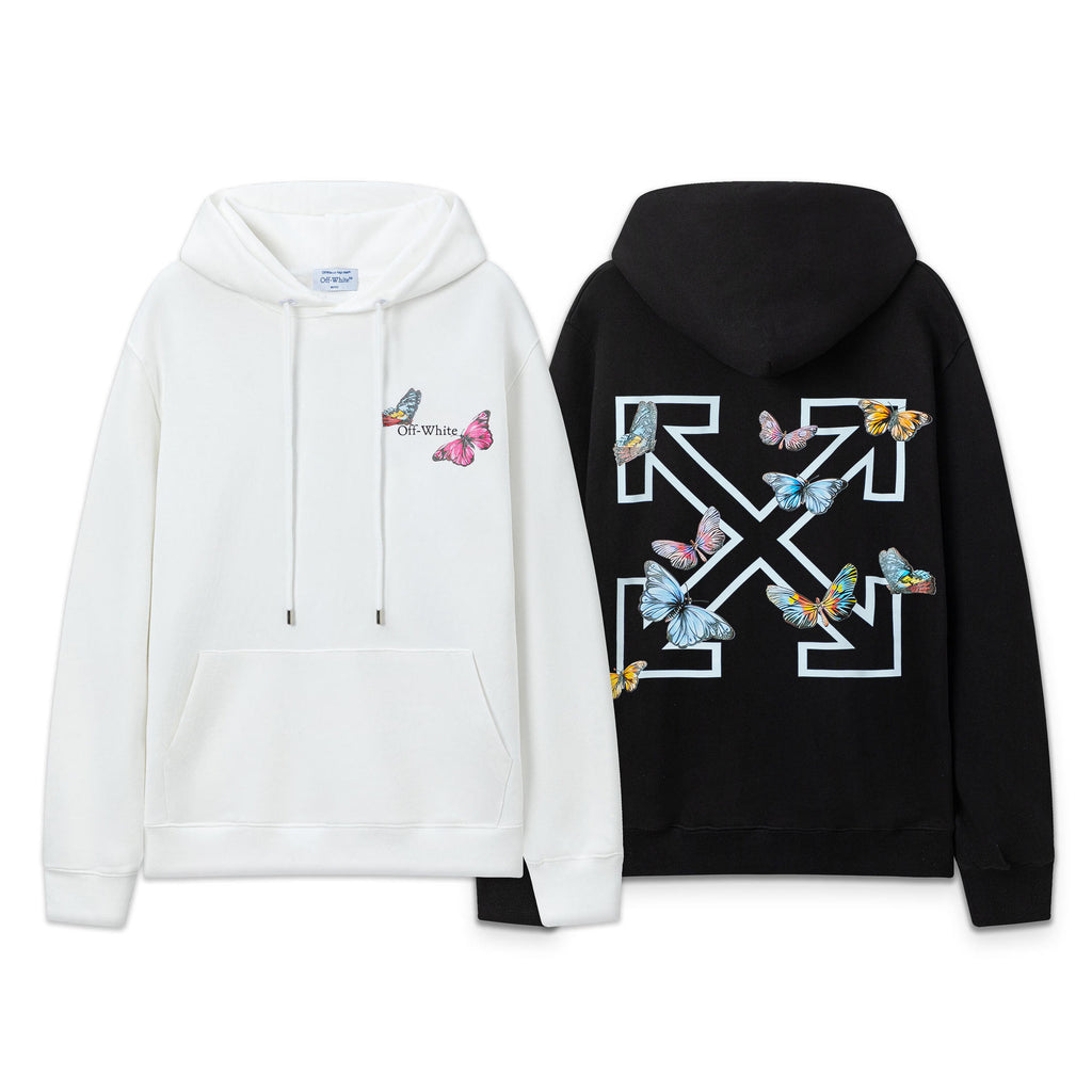 Off White Butterfly Arrow Graphic Pullover Hoodie Unisex