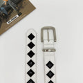 Stussy Black White Checkerboard Leather Belt Streetwear Unisex