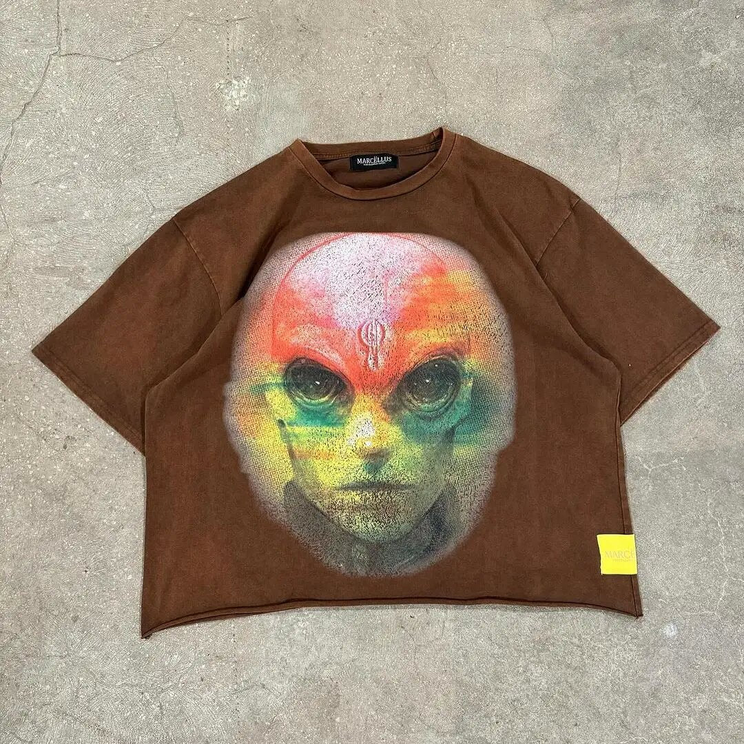 Y2K Cartoon- & Anime-Grafik Unisex Oversized Streetwear Baumwoll-T-Shirt