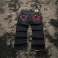 True Religion Vintage Horseshoe Embroidery Straight Jeans Women