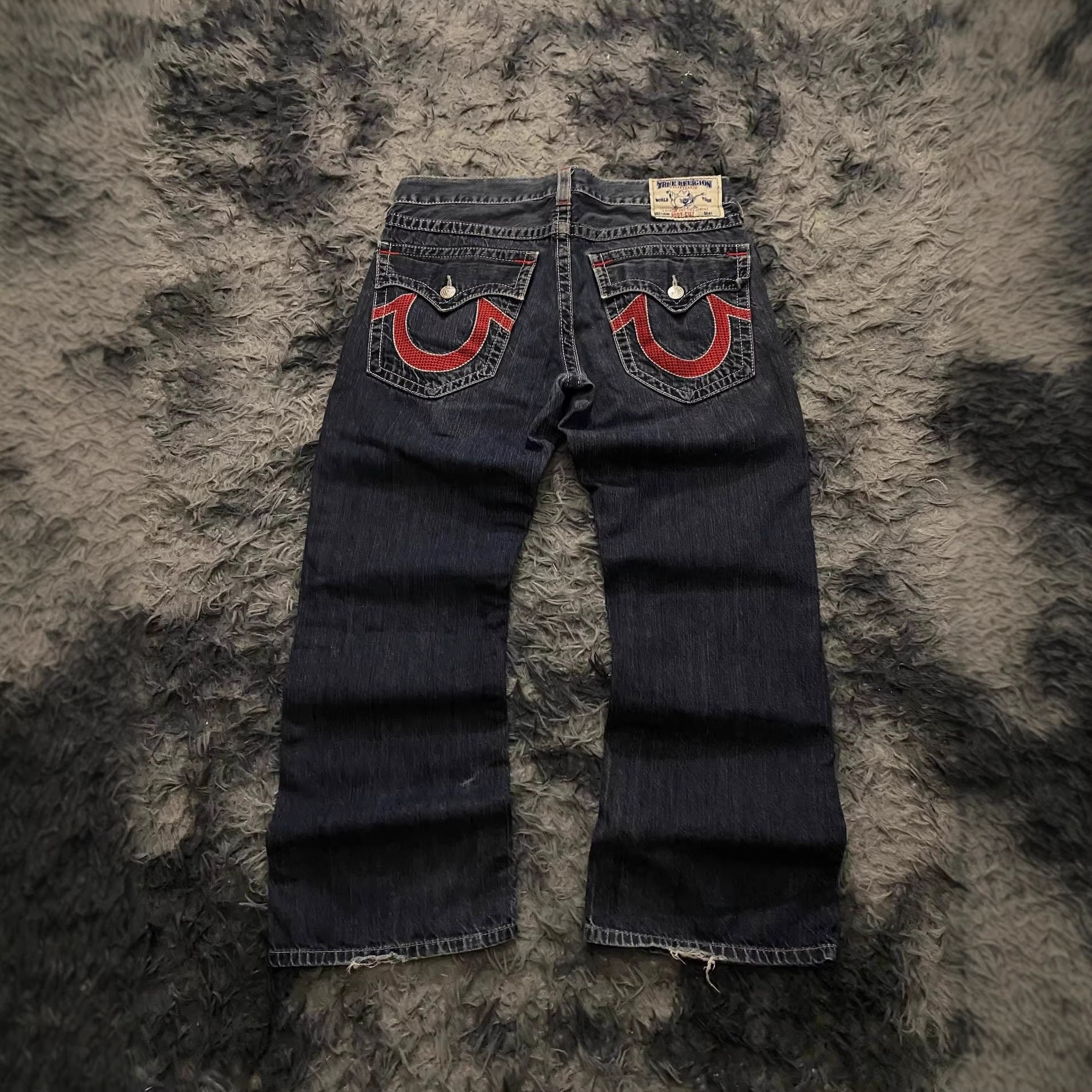 True Religion Vintage Horseshoe Embroidery Straight Jeans Women