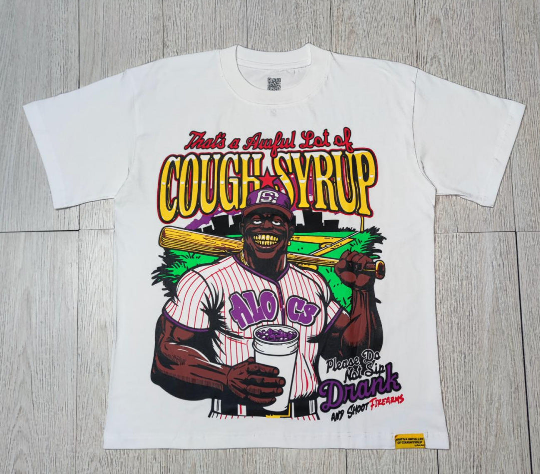 ALOCS Cough Syrup Letter Graphic Short Sleeve Tee Streetwear Unisex