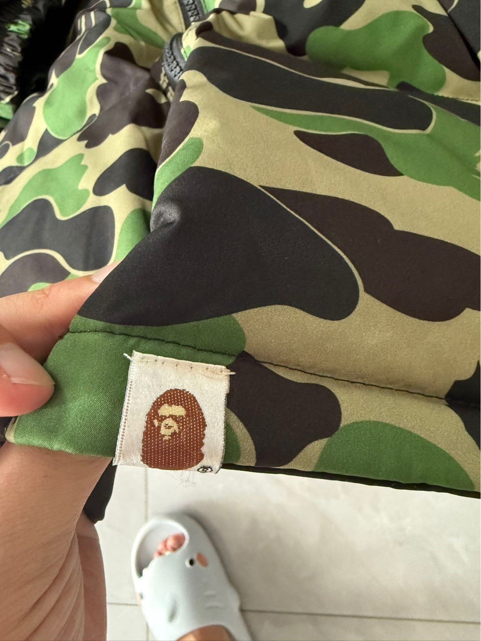 BAPE ABC Camo Reversible Puffer Jacket Stand Collar Zip Coat