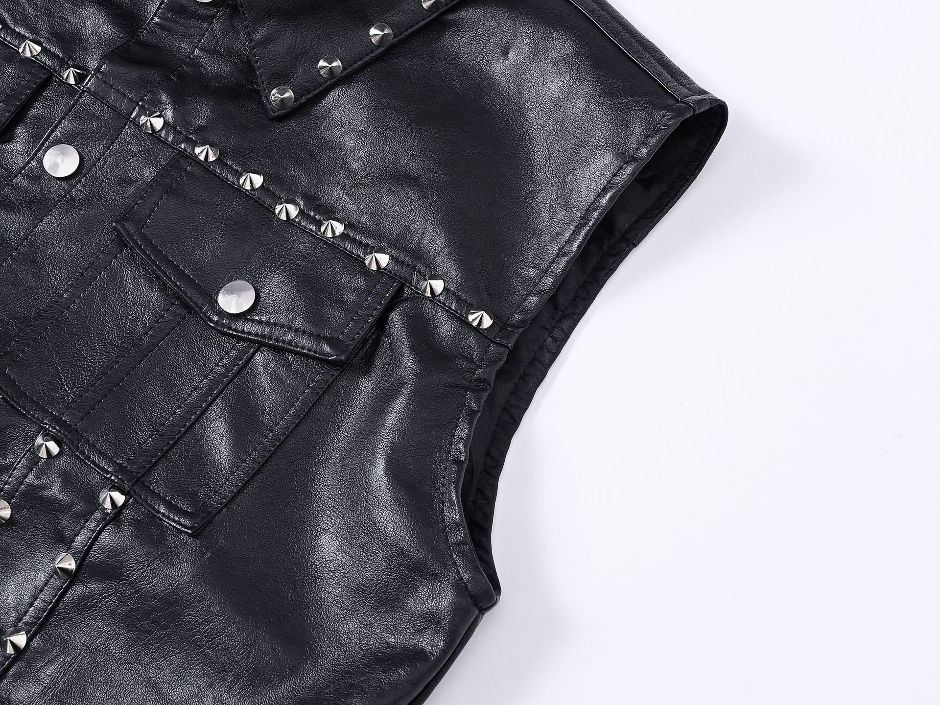 Rivet Biker Punk Faux Leather Vest Unisex Sleeveless Waistcoat