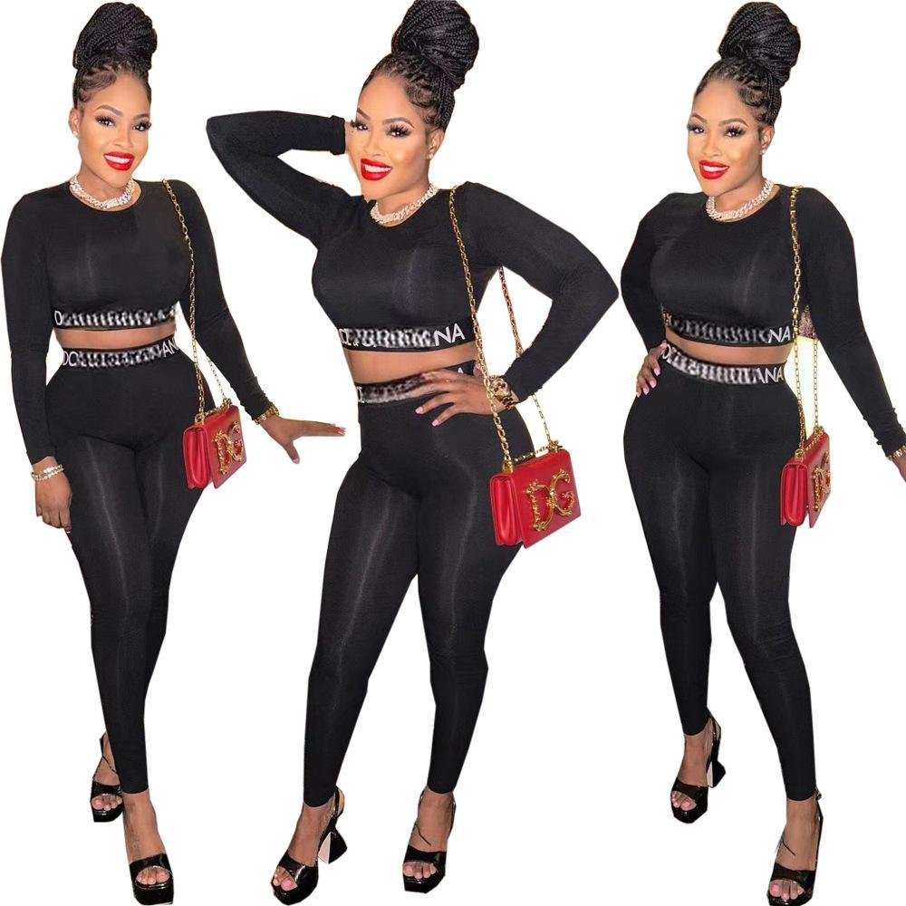 Y2K Long Sleeve Crop Top High Waist Legging 2 Piece Set