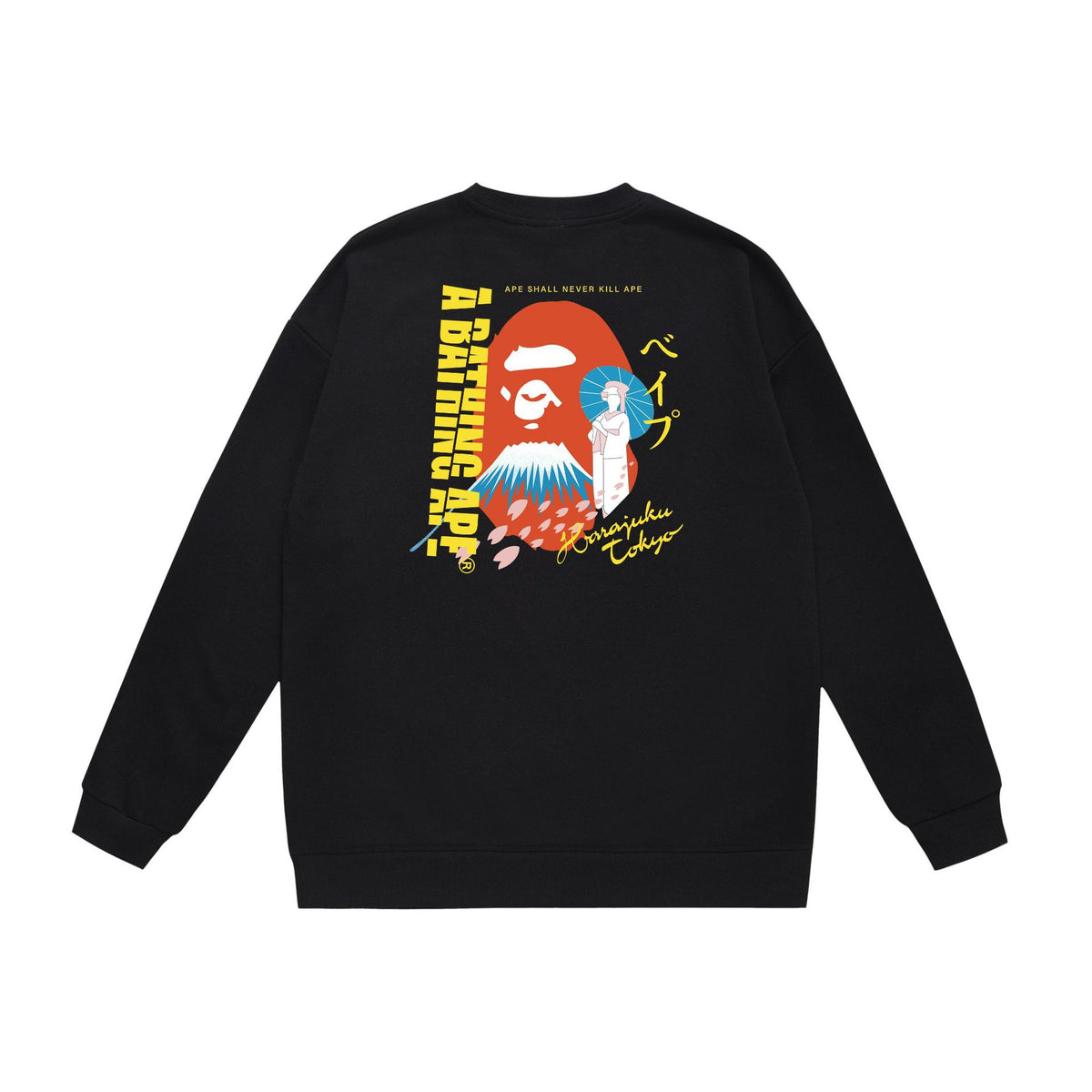 BAPE Crewneck Sweatshirt Ape Head Multi Graphic Street Pullover