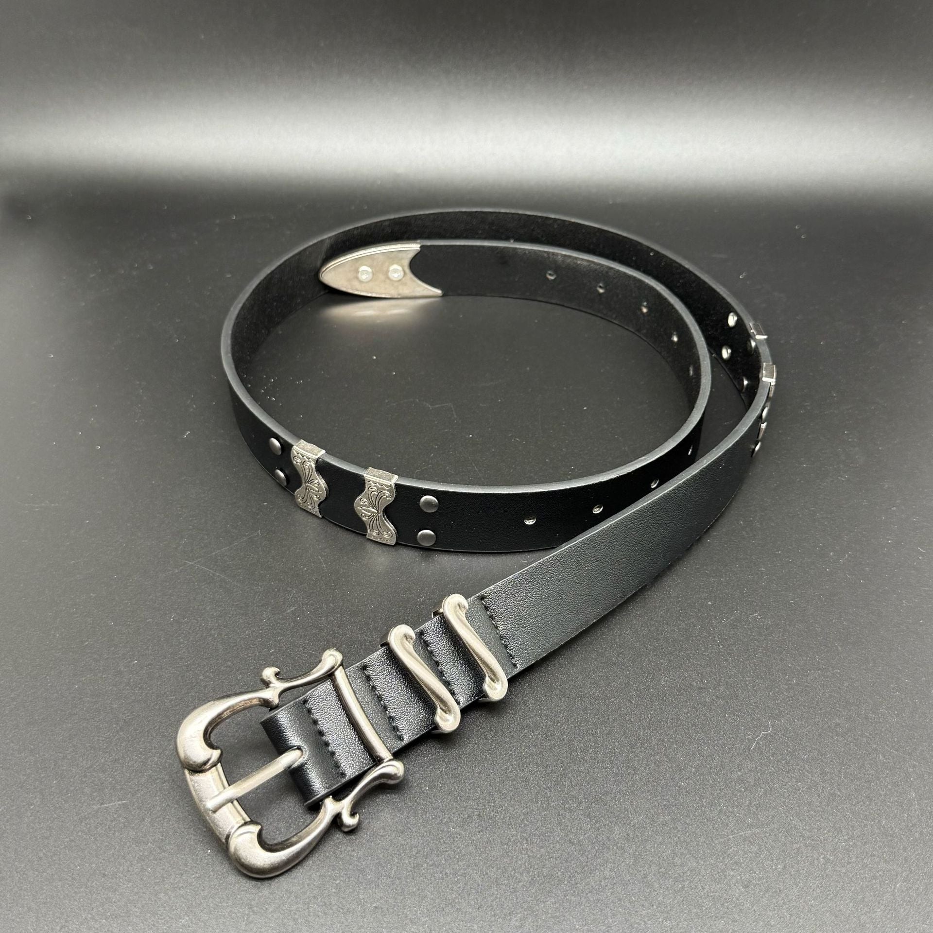 Iris Floral Kendo Western Style Leather Belt Unisex Streetwear