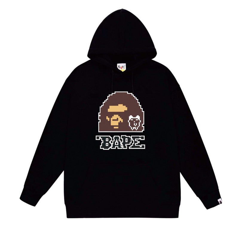 BAPE x Stussy Shark Graphic Hoodie Street Cotton Pullover Sweatshirt
