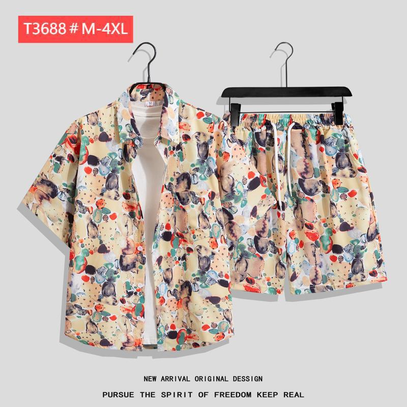 Couple Hawaiian Floral Set Loose 5 Inch Shorts T3664-T3699