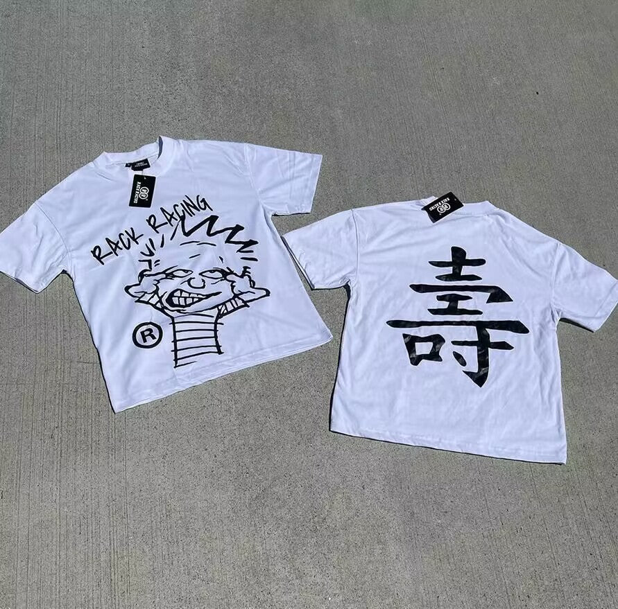 Y2K Punk Cartoon Hip Hop Grafik Unisex Oversized Streetwear Baumwoll-T-Shirt