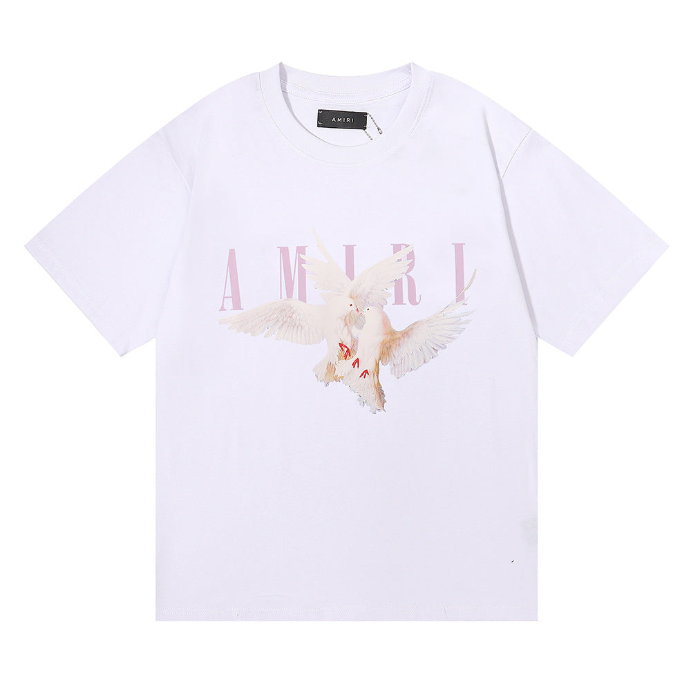 Amiri Rose Skull Letter Graphic Short Sleeve Tee Streetwear Unisex