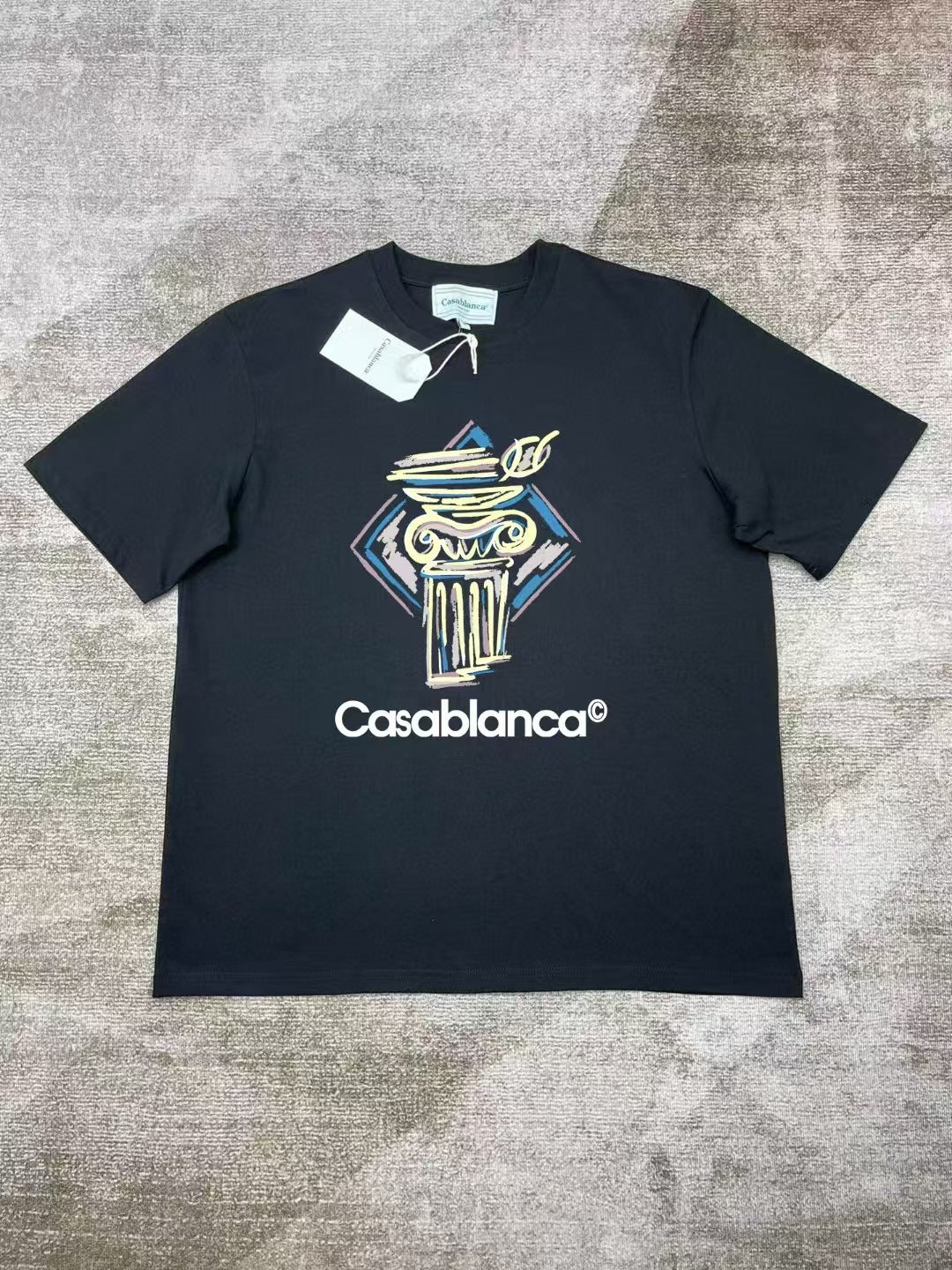 Casablanca Art Graphic Print Loose Unisex Short Sleeve T-Shirt