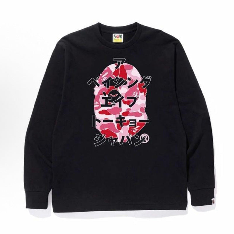 Bape Baby Milo Camo Ape Head Graphic Oversized Long Sleeve Tee Street