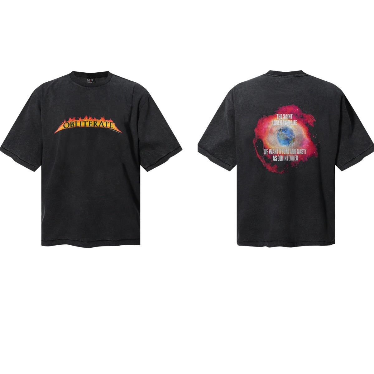 Saint Michael Vintage Washed Graphic Print Loose Streetwear T-Shirt